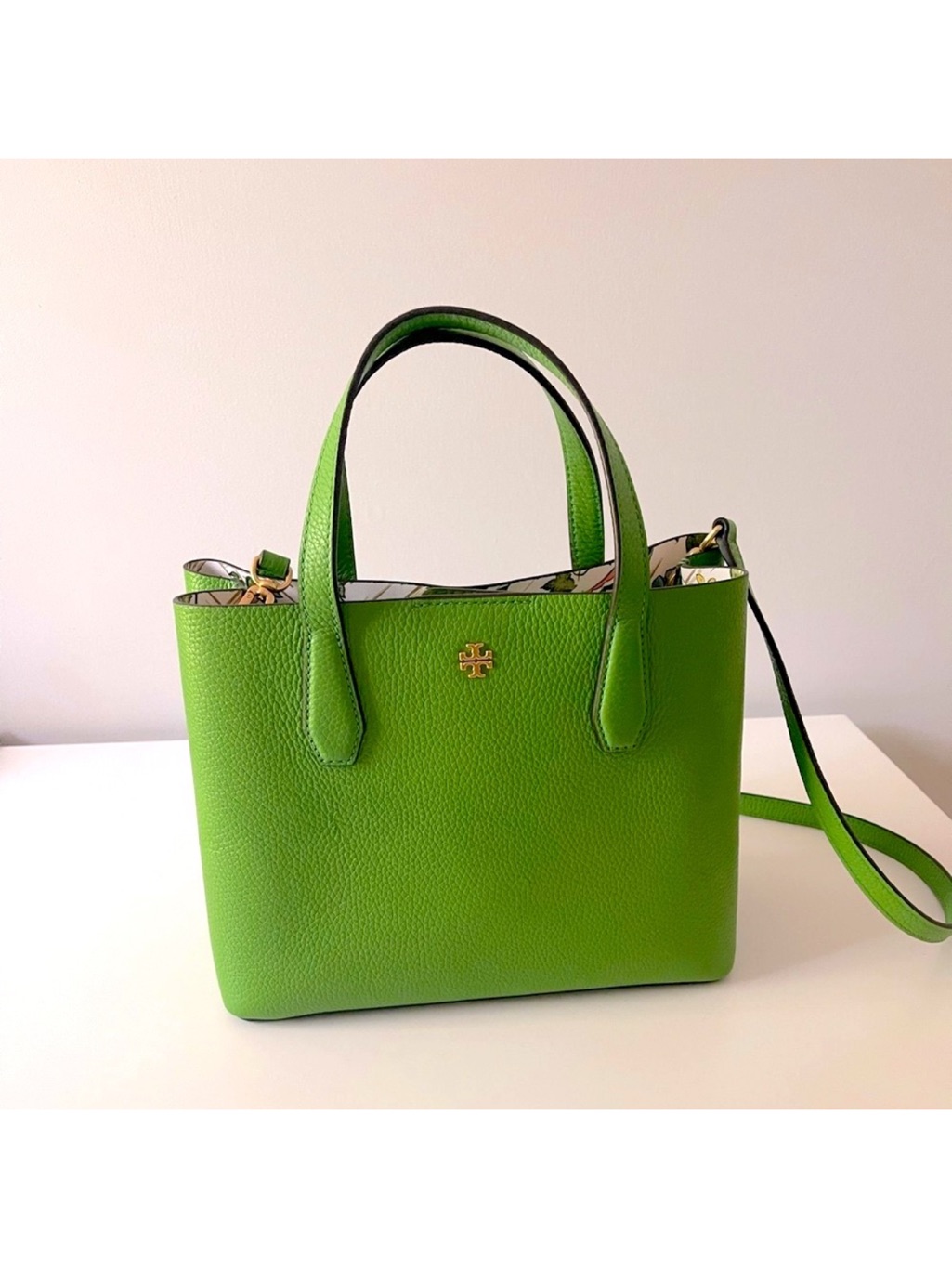 Tory Burch Lime Green Pebbled Leather Tote